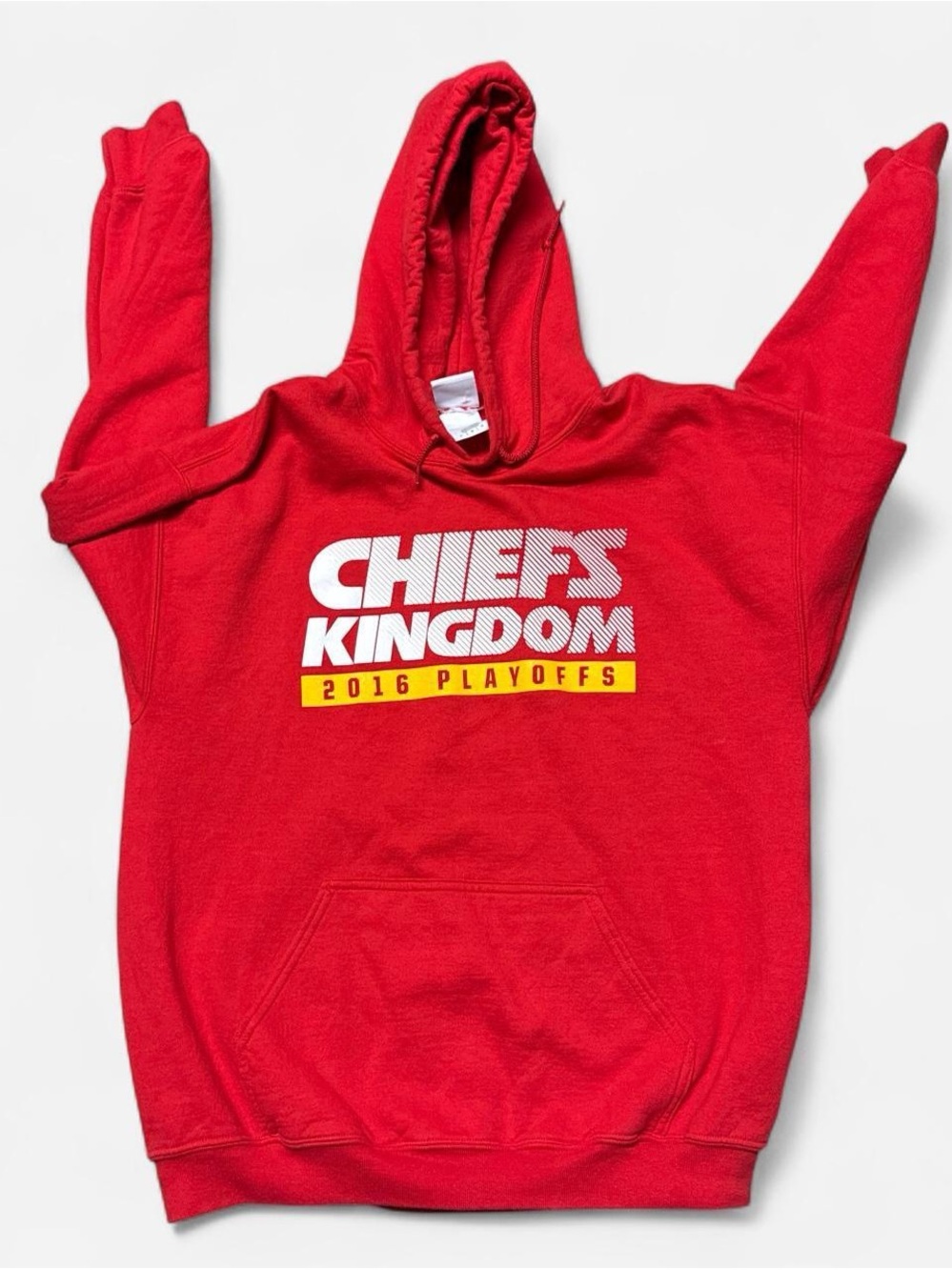Majestic Kansas City Chiefs Kingdom 2016 Playoffs Red Hoodie large